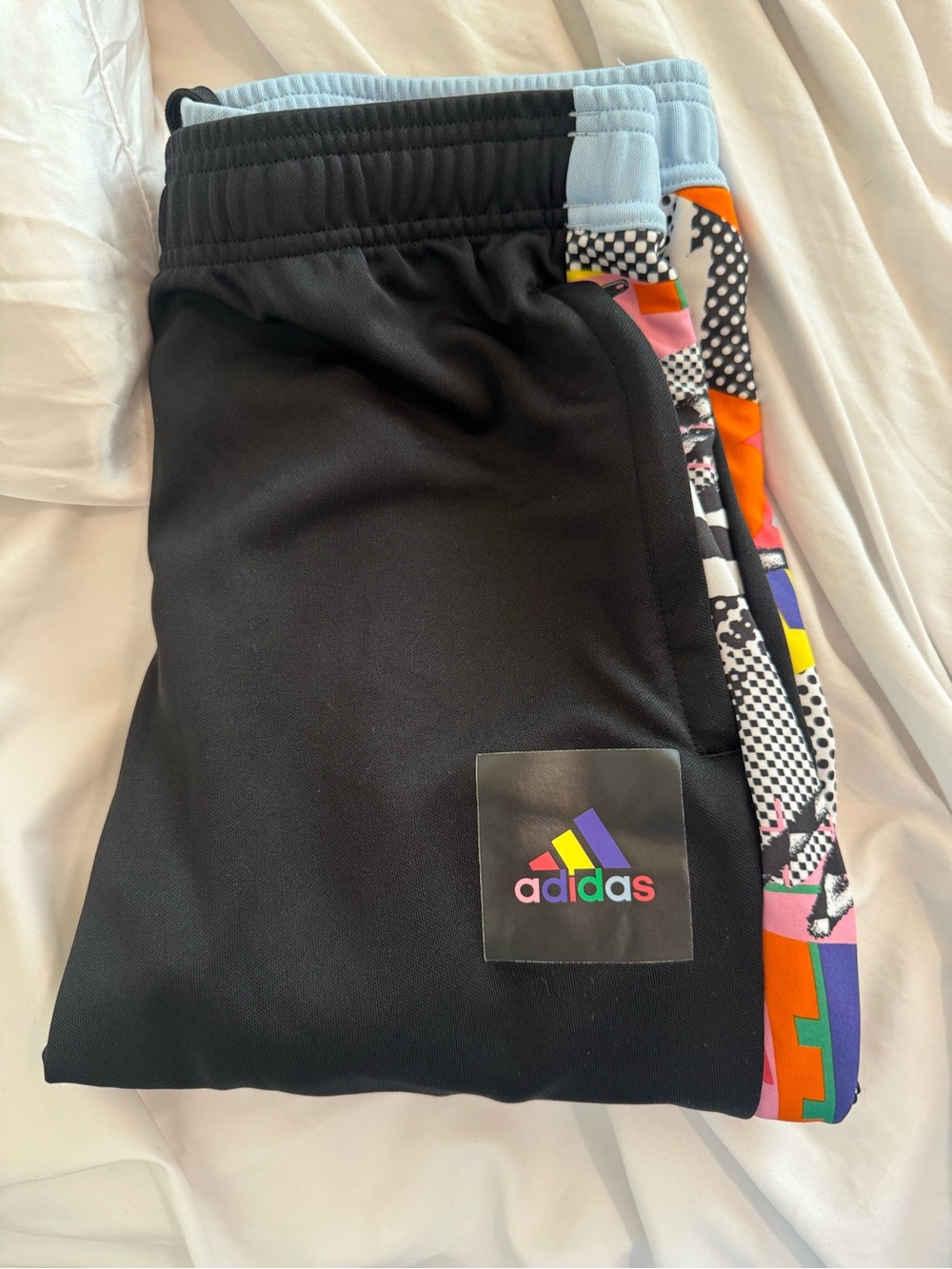 Addidas Black Sweatpants with Multicolor Side Panels